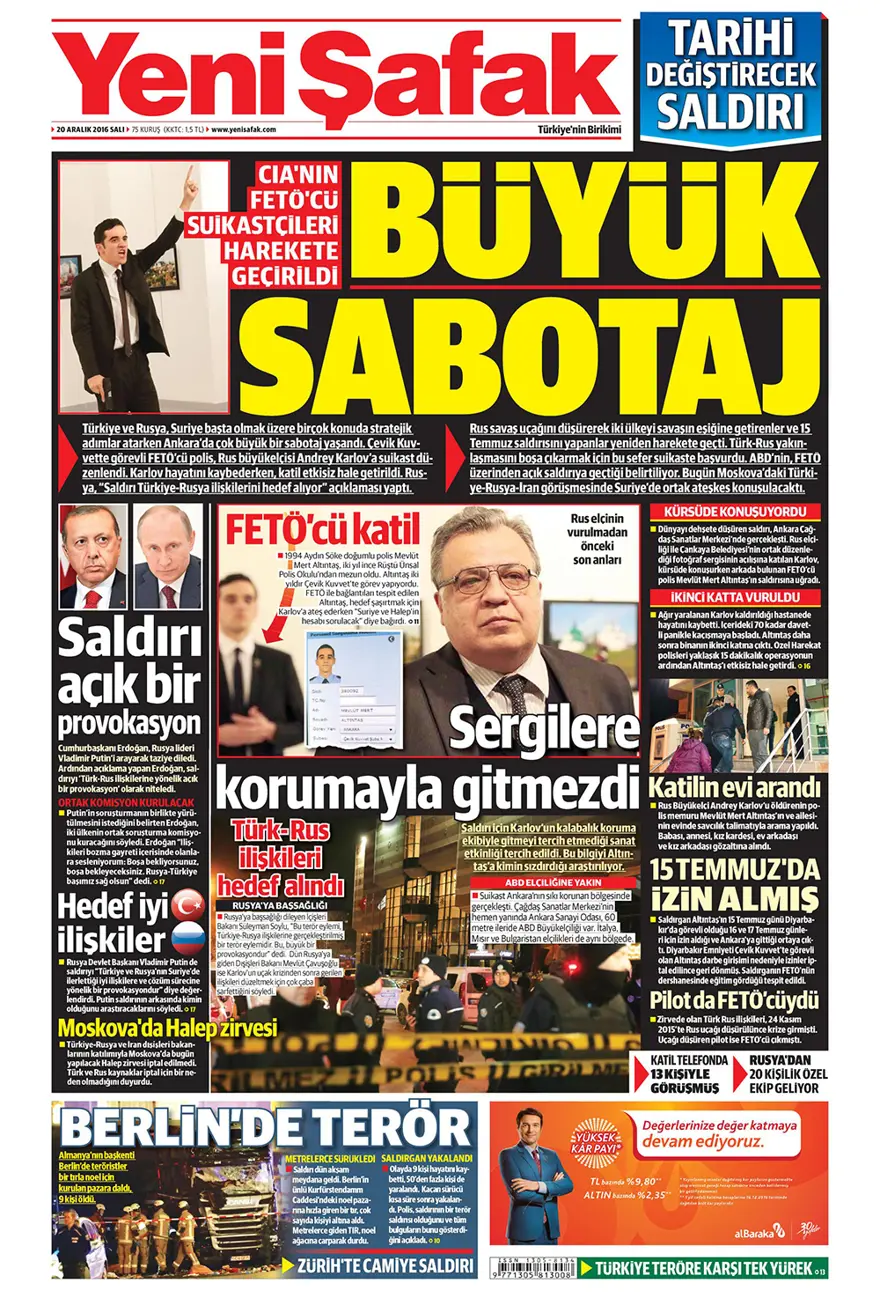Günün gazete manşetleri - 20 Aralık 2016 15