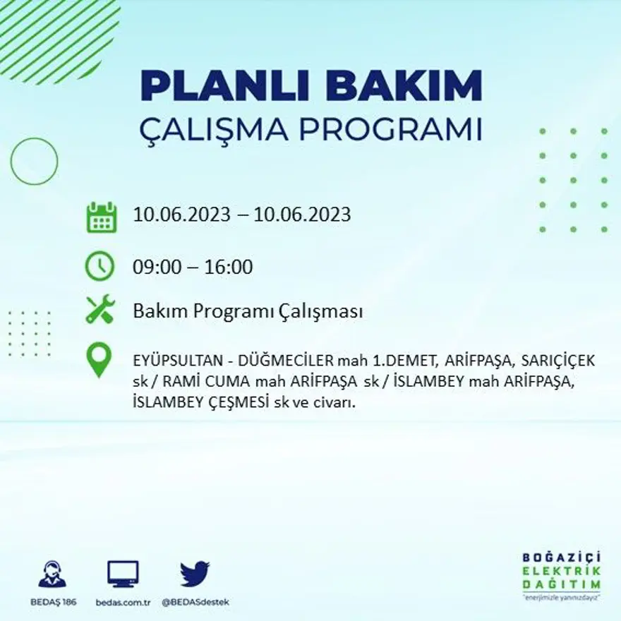 İstanbul'un birçok ilçesinde elektrik kesintisi: BEDAŞ kesinti programını paylaştı 12