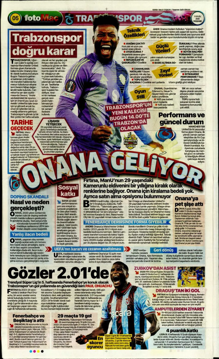 "Aslan'a yeni Mertens" (11 Eylül spor manşetleri) 9