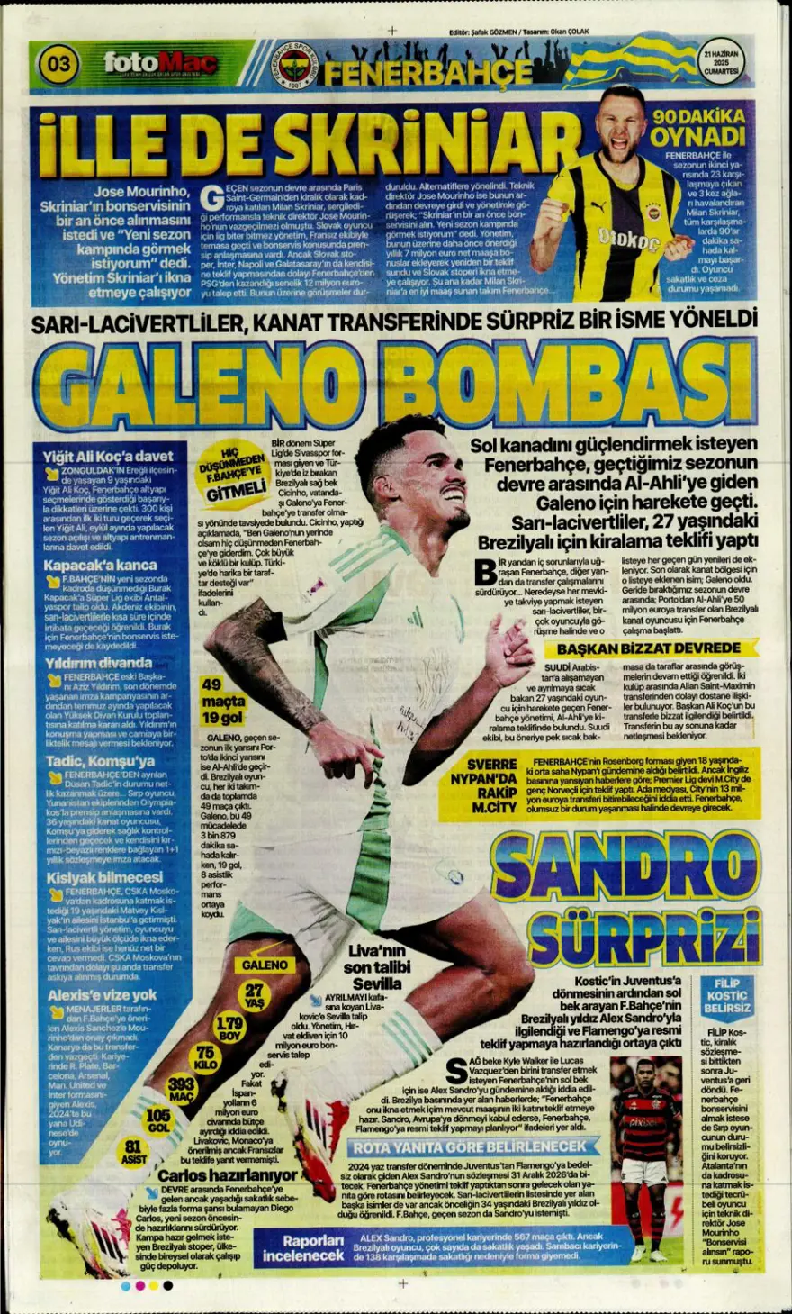 "Osimhen'de karar haftası" (21 Haziran 2025 spor manşetleri) 5