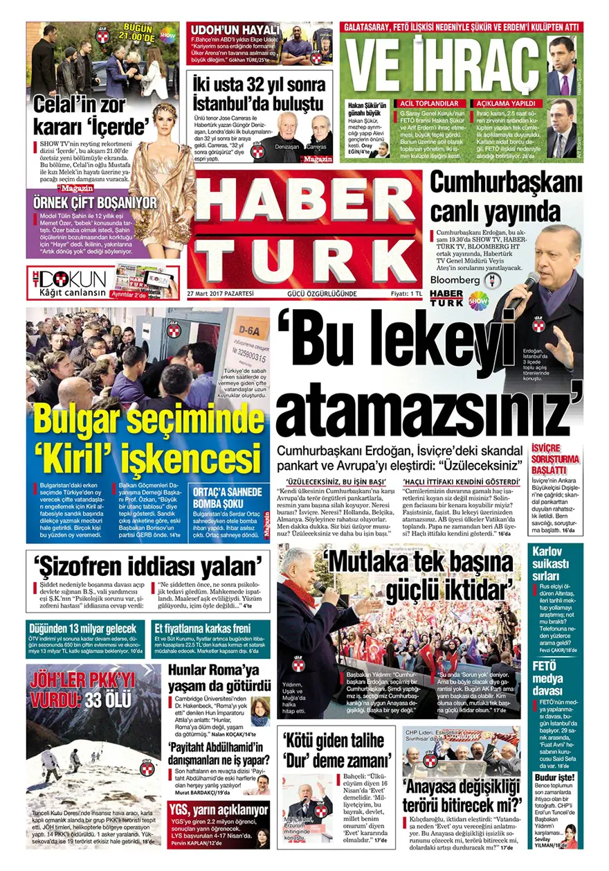 Günün gazete manşetleri - 27 Mart 2017 3
