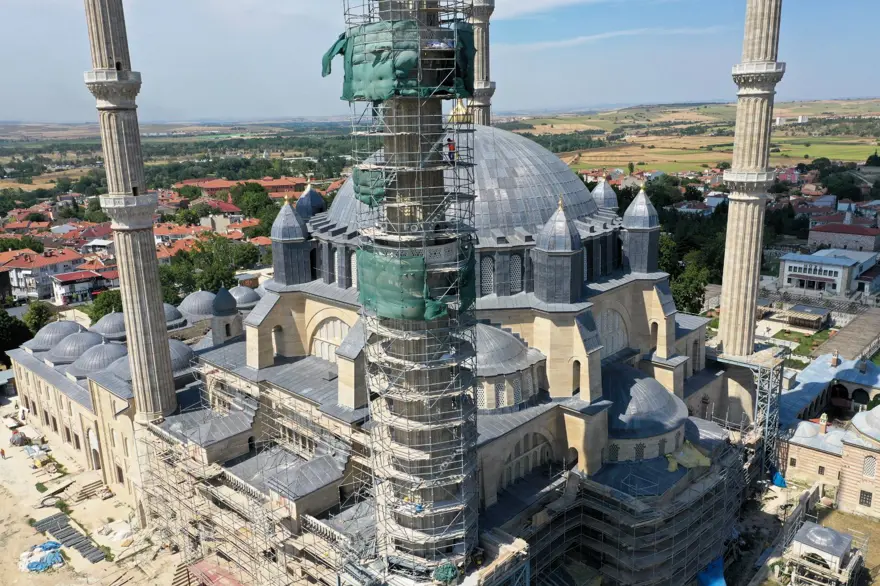Mimar Sinan'ın "ustalık eseri" Selimiye Camisi'nin minarelerindeki restorasyon tamamlandı 4