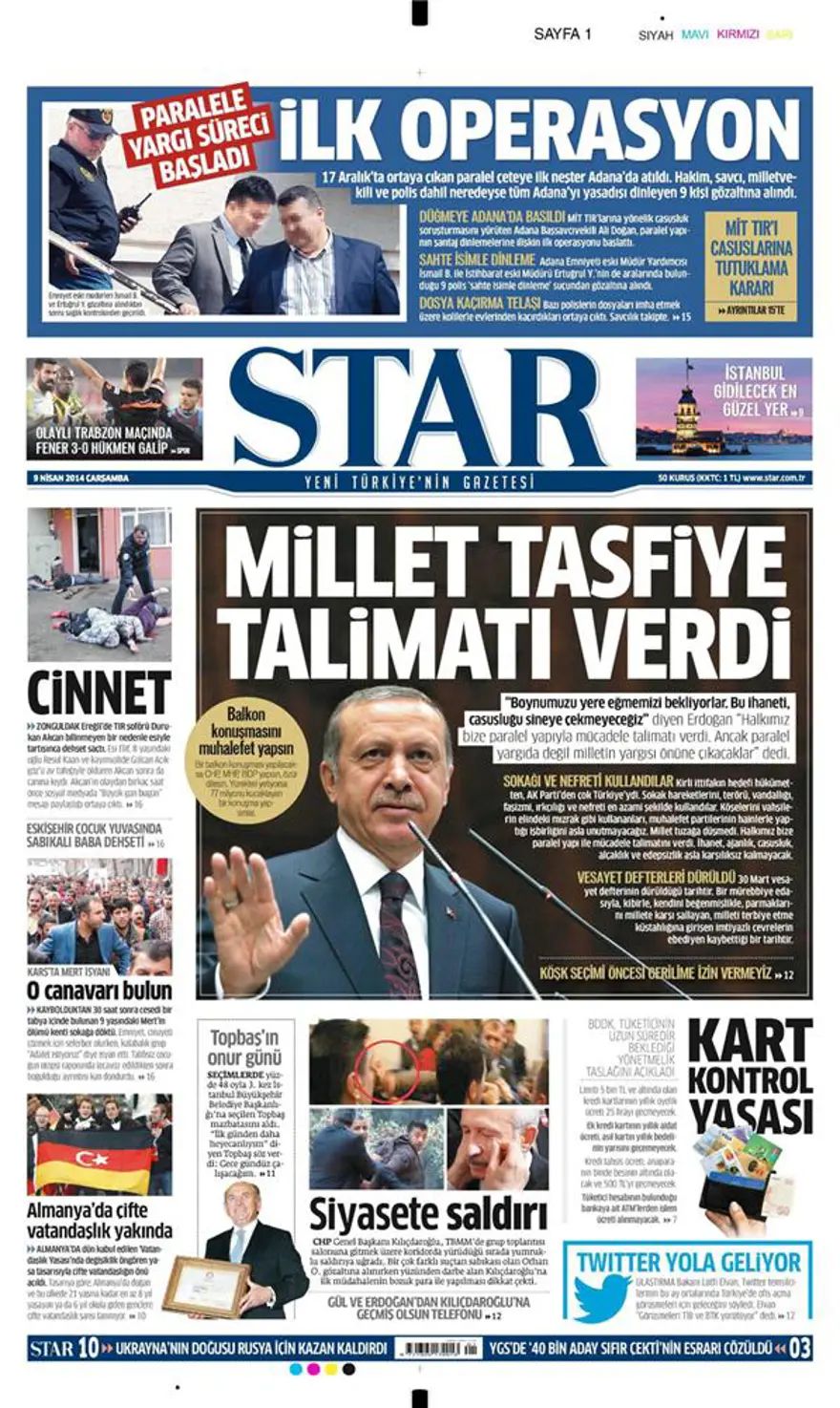 Günün gazete manşetleri - 9 Nisan 2014 11