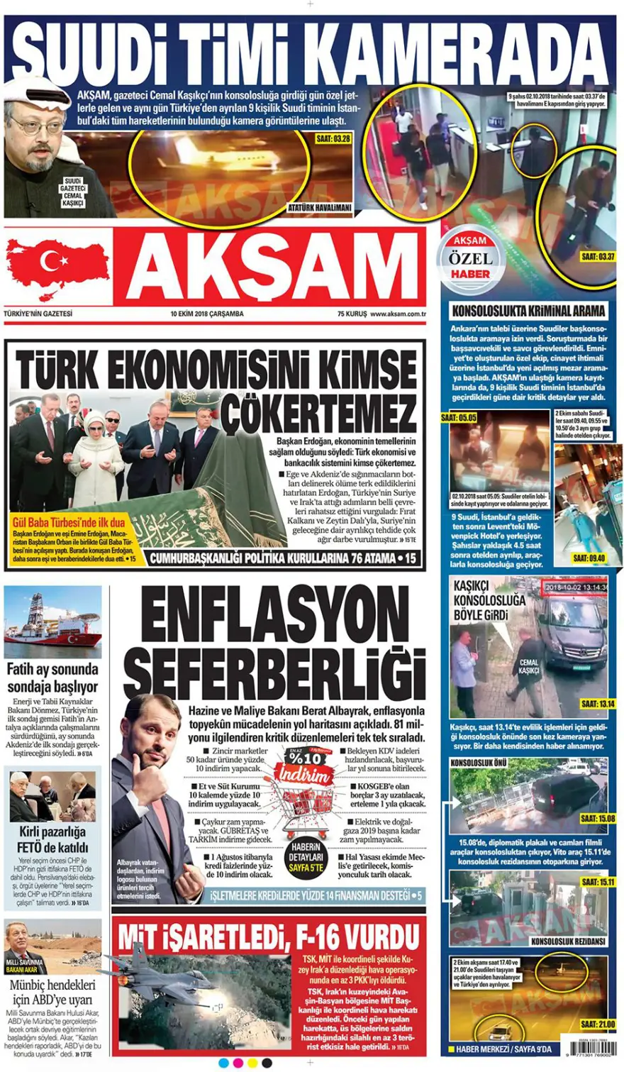 Günün gazete manşetleri - 10 Ekim 2018 15