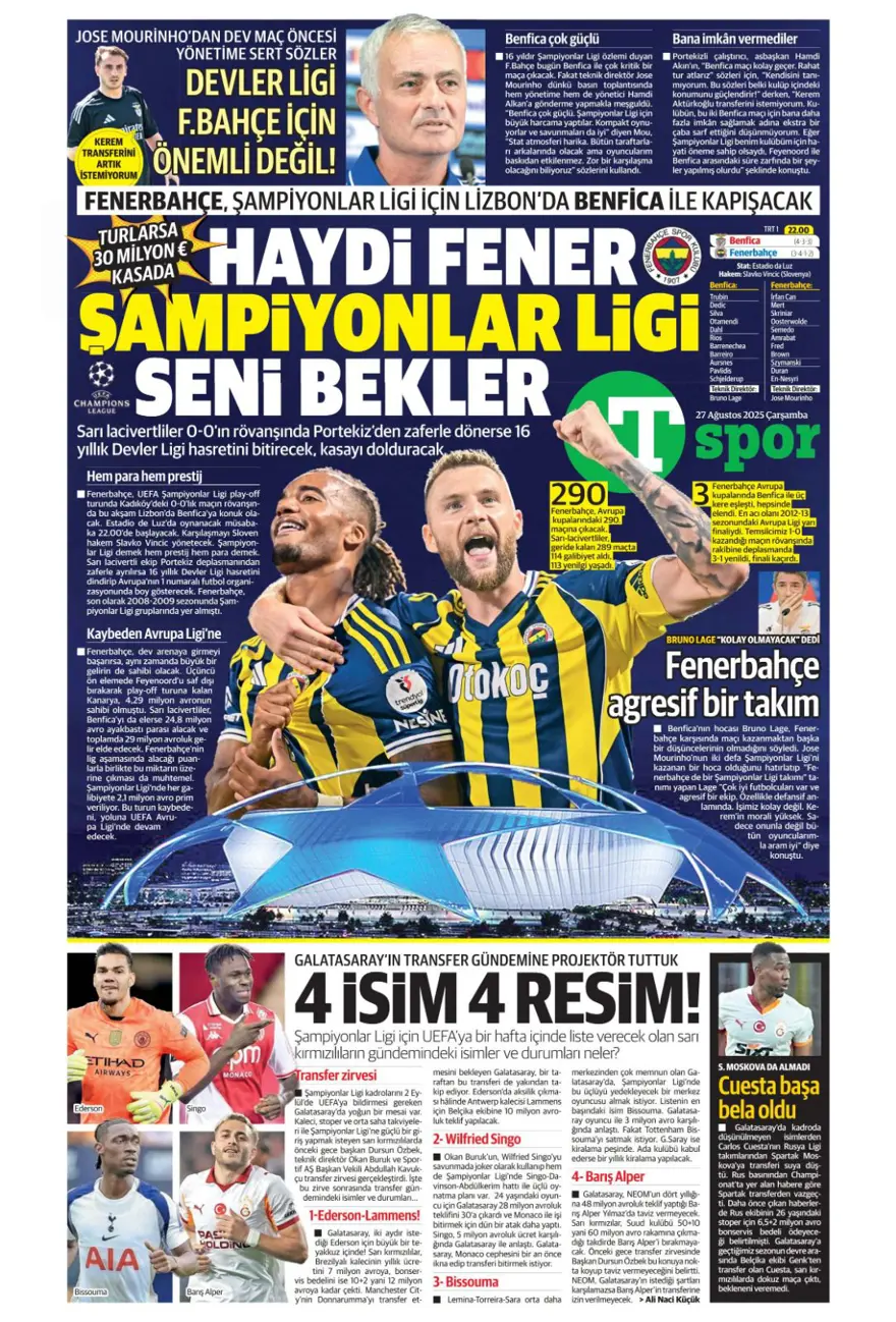 "Bitsin bu hasret" (27 Ağustos spor manşetleri) 20