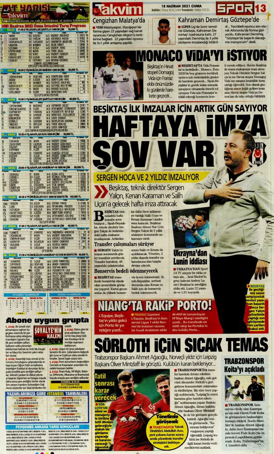 Günün spor manşetleri (18 Haziran 2021) 11