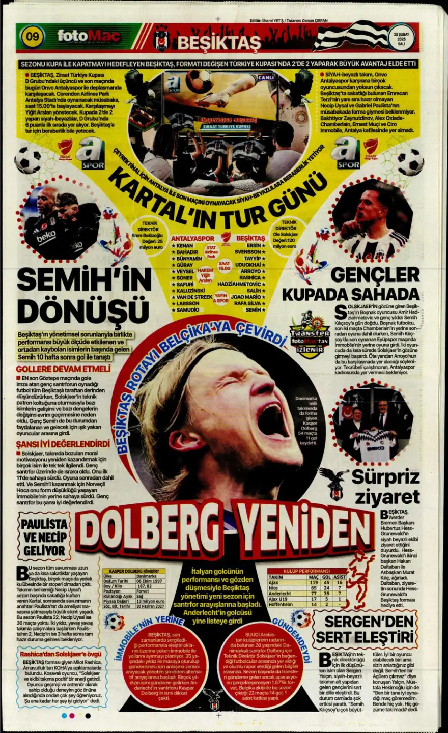 "Aslantepe'de sessiz derbi" (25 Şubat spor manşetleri) 13