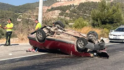 Kontrolden çıkan otomobil takla attı: 1 yaralı