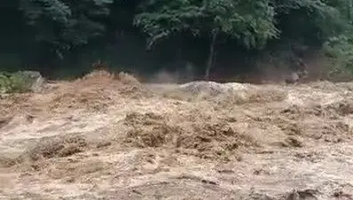 Rize'de sağanak nedeniyle ırmak taştı