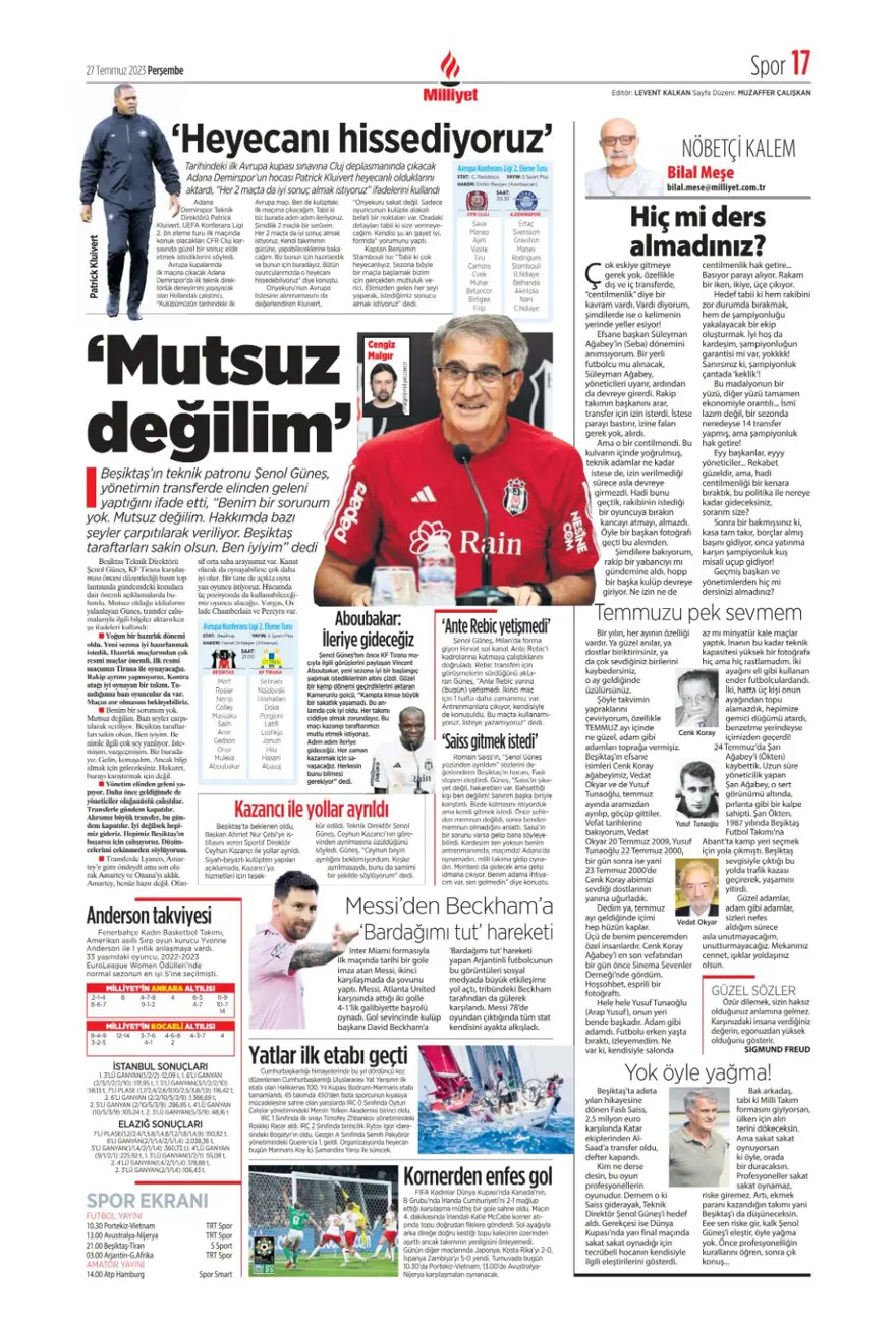 "Hücumda joker Rebic" günün spor manşetleri (27 Temmuz 2023) 23