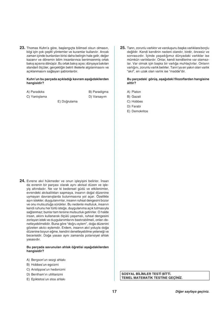 Uğur Okulları TYT -2 deneme sınavı 16