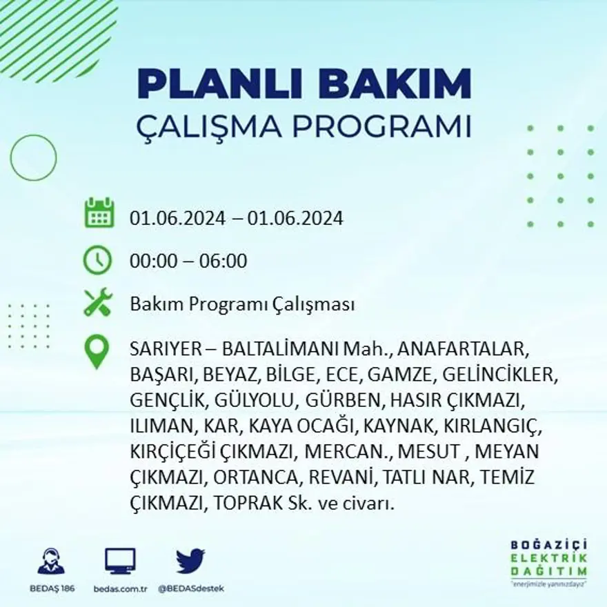 İstanbul'un 18 ilçesinde elektrik kesintisi yaşanacak: Elektrikler ne zaman gelecek? (1 Haziran BEDAŞ kesinti programı) 49 İstanbul'un 18 ilçesinde elektrik kesintisi yaşanacak: Elektrikler ne zaman gelecek? (1 Haziran BEDAŞ kesinti programı) 49