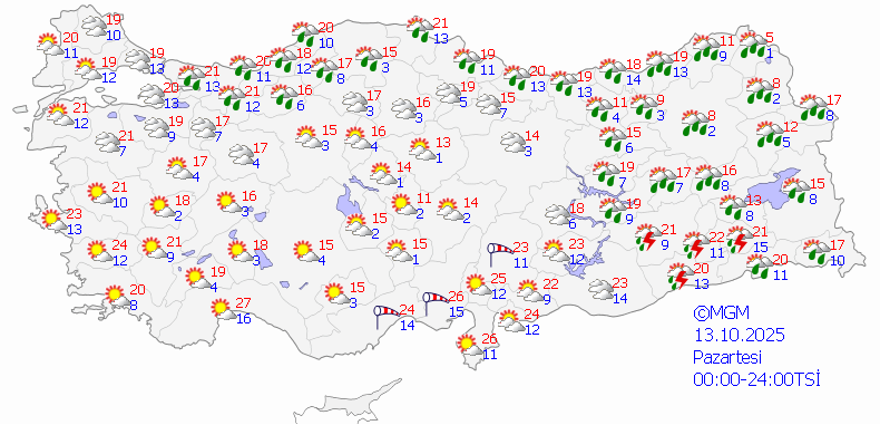 13 EKİM PAZARTESİ HAVA NASIL OLACAK? 9 13 EKİM PAZARTESİ HAVA NASIL OLACAK? 9