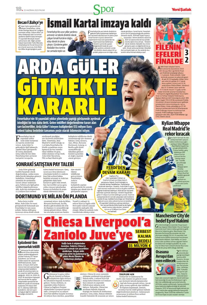 Günün spor manşetleri (25 Haziran 2023) 16 Günün spor manşetleri (25 Haziran 2023) 16