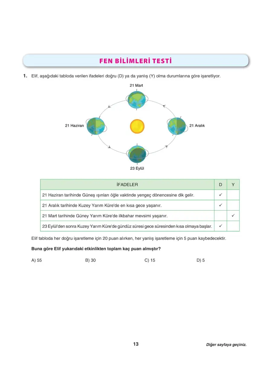 Uğur Okulları LGS-1 sayısal deneme sınavı 12