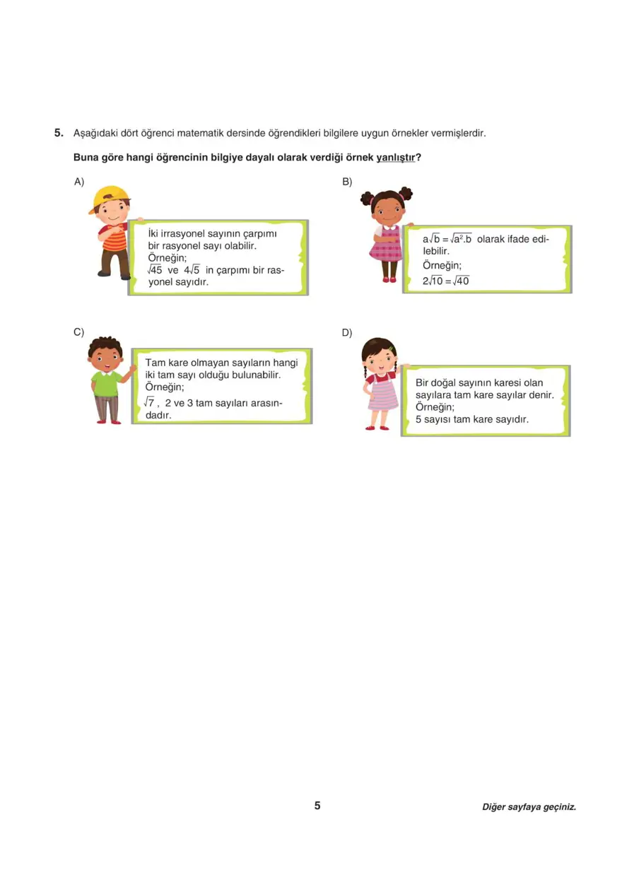 Uğur Okulları LGS-1 sayısal deneme sınavı 4