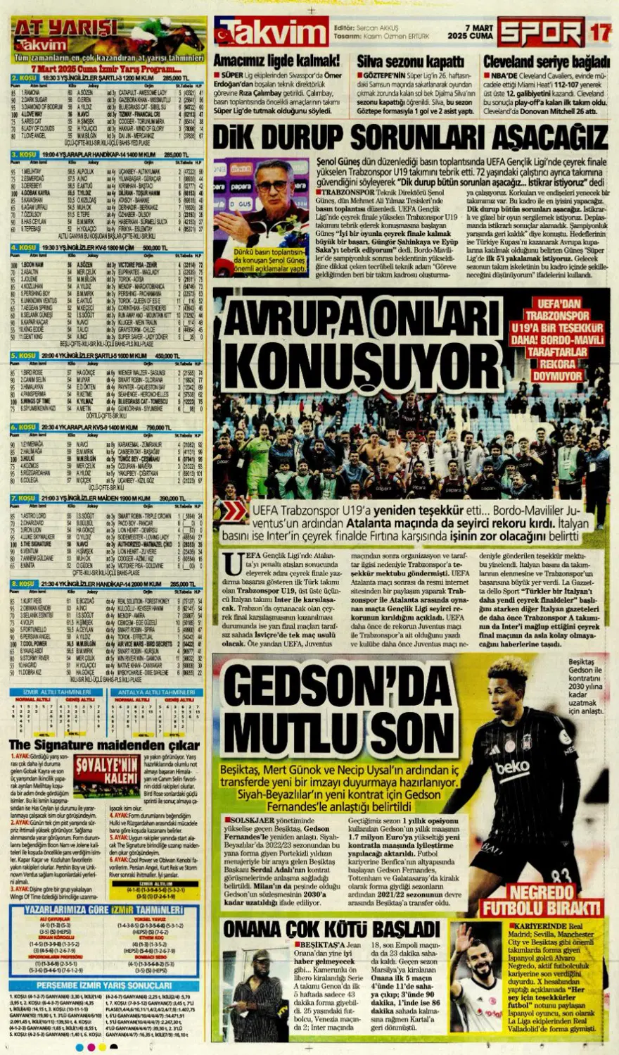 "Turu zora soktu" (7 Mart 2025 spor manşetleri) 12