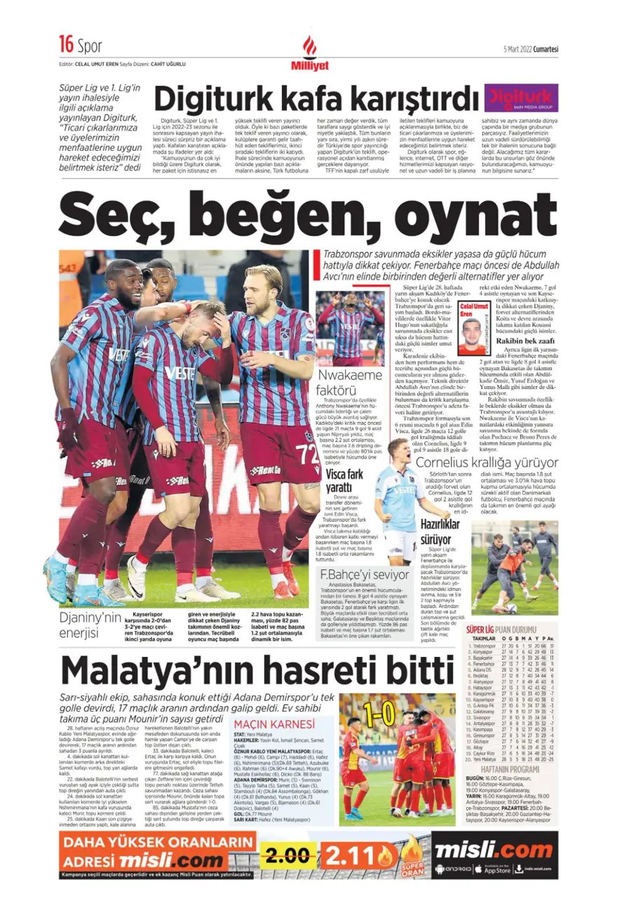 Günün spor manşetleri (5 Mart 2022) 8