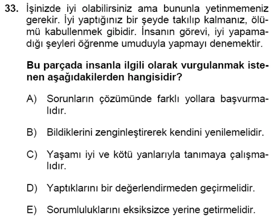 YGS Türkçe Soru ve Yanıtları 32