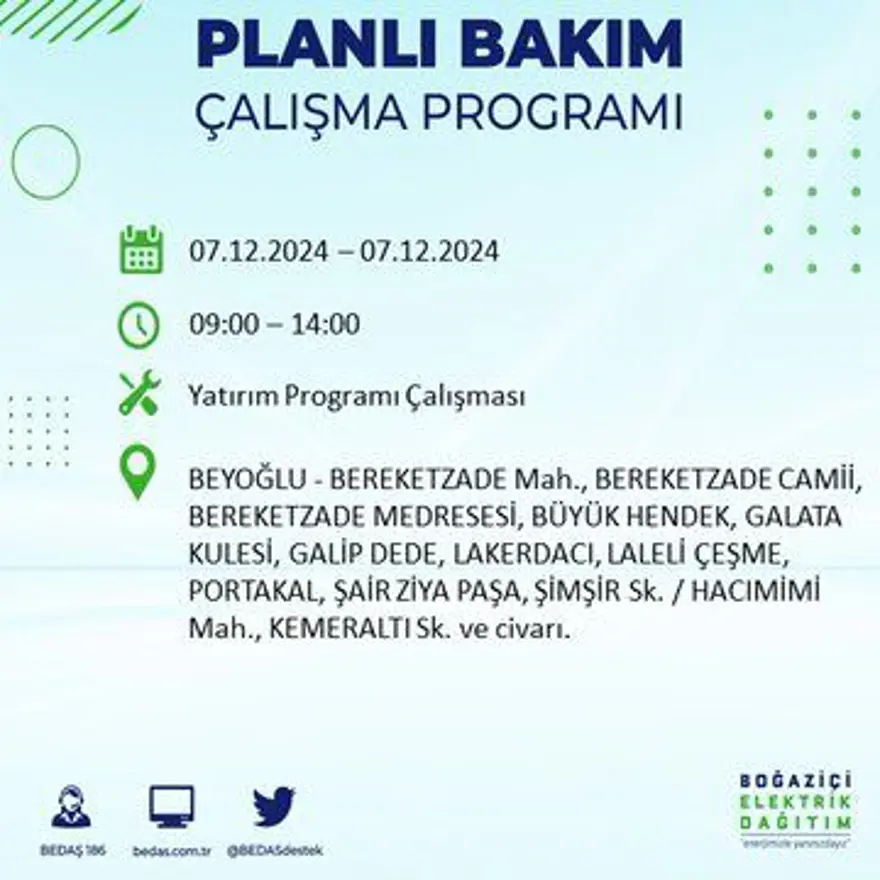 Bugüne dikkat! İstanbul'un 13 ilçesinde elektrik kesintisi: Elektrikler ne zaman gelecek? BEDAŞ programı 9