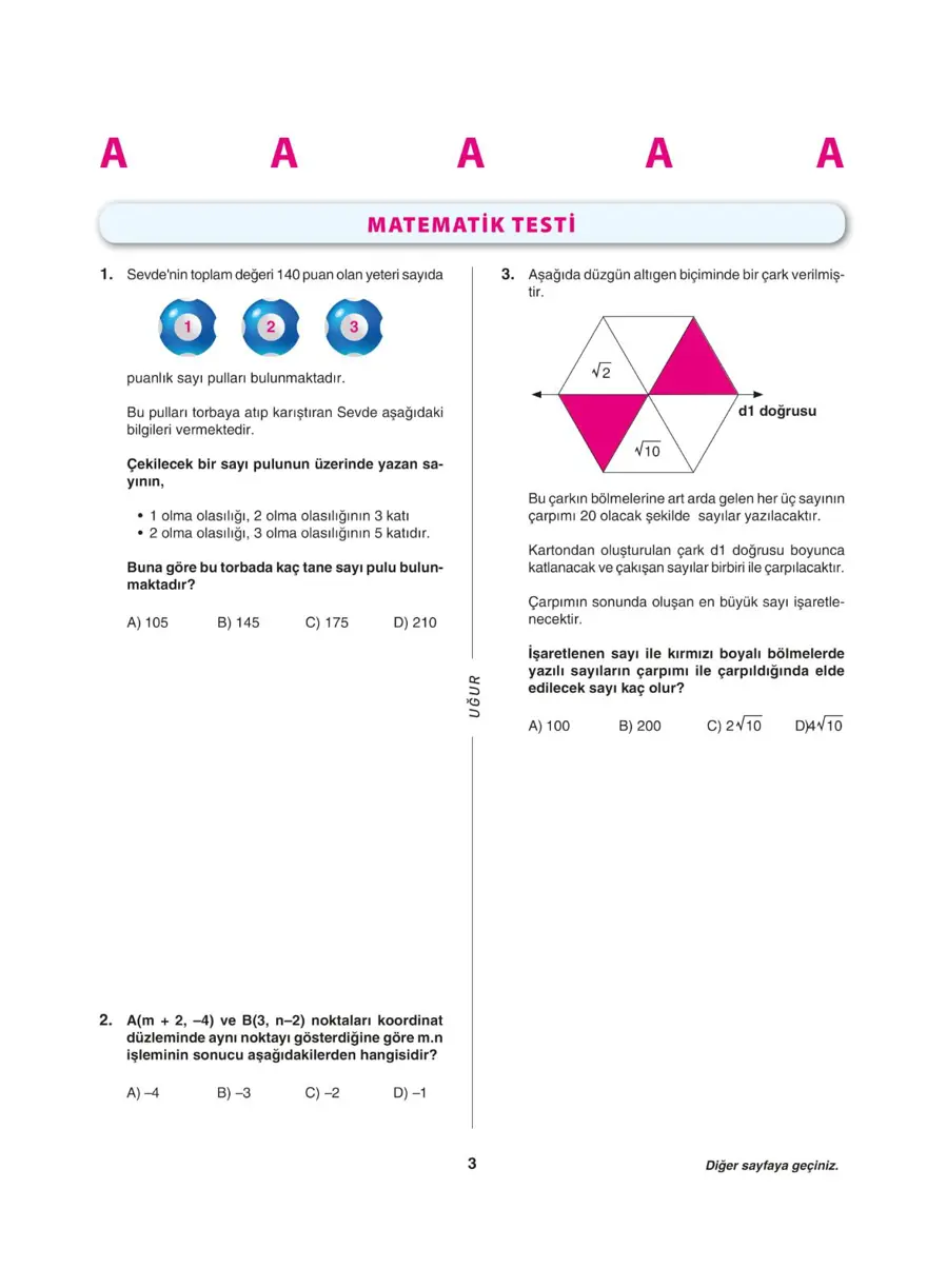 LGS deneme sınavı - Sayısal bölüm 2 LGS deneme sınavı - Sayısal bölüm 2