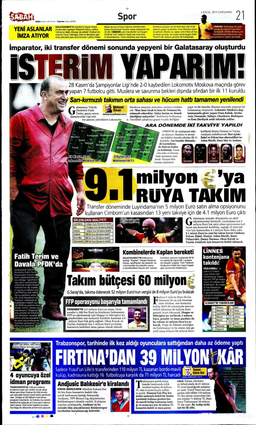 Günün spor manşetleri (04 Eylül 2019) 10