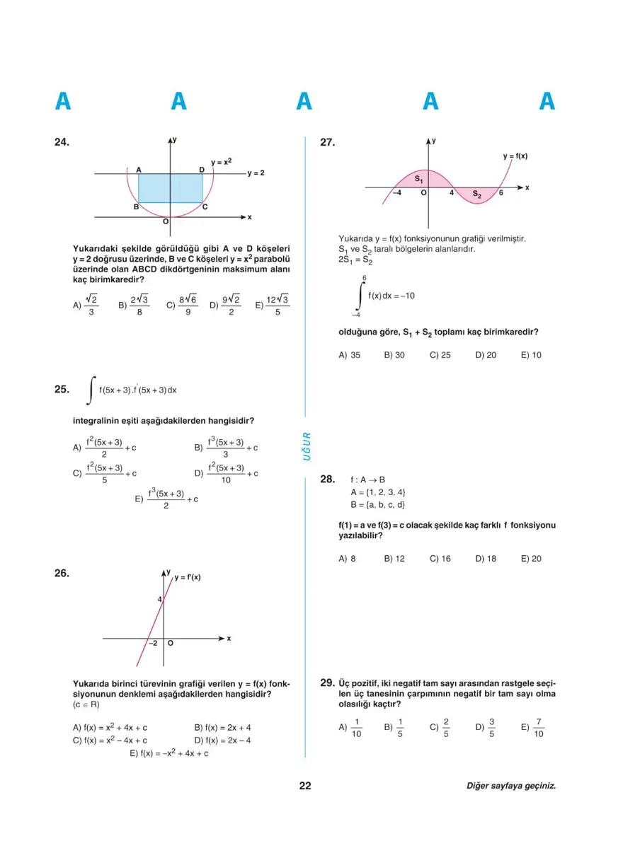 Uğur Okulları YKS - AYT deneme sınavı 21 Uğur Okulları YKS - AYT deneme sınavı 21