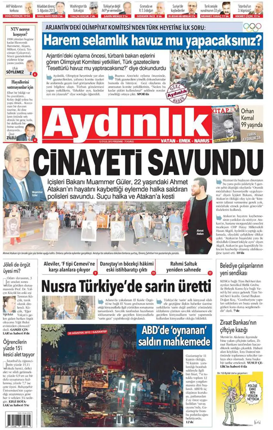 12 Eylül 2013 gazete manşetleri 17