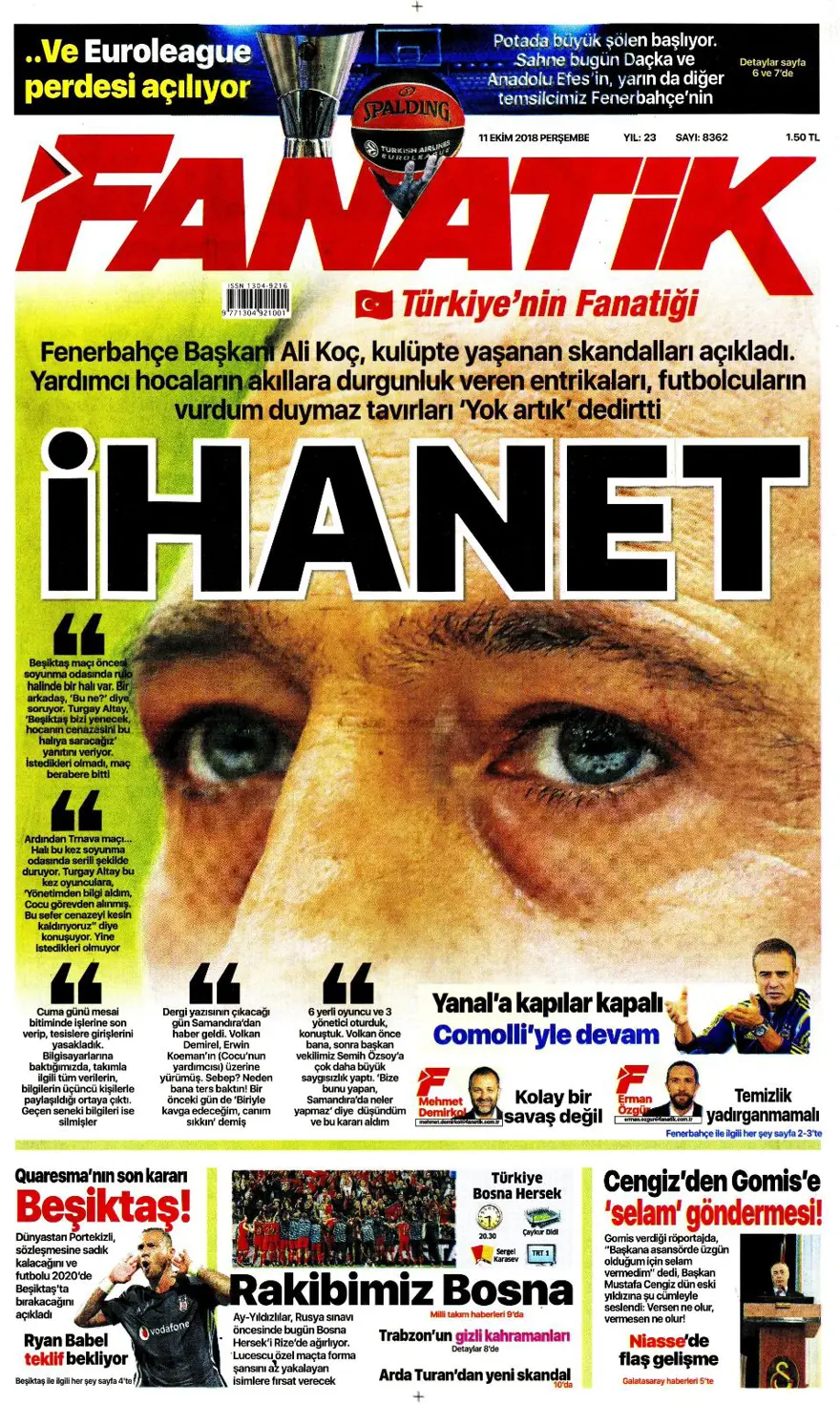 Günün spor manşetleri (11 Ekim 2018) 4