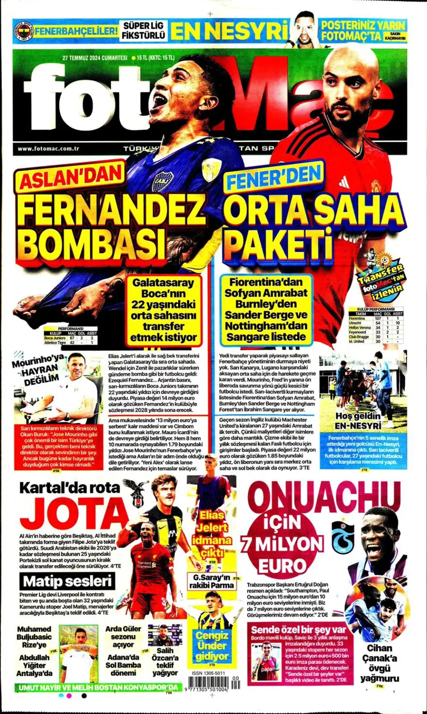 "Kartal'ın yükü 683 milyon TL" (27 Temmuz 2024 spor manşetleri) 1 "Kartal'ın yükü 683 milyon TL" (27 Temmuz 2024 spor manşetleri) 1