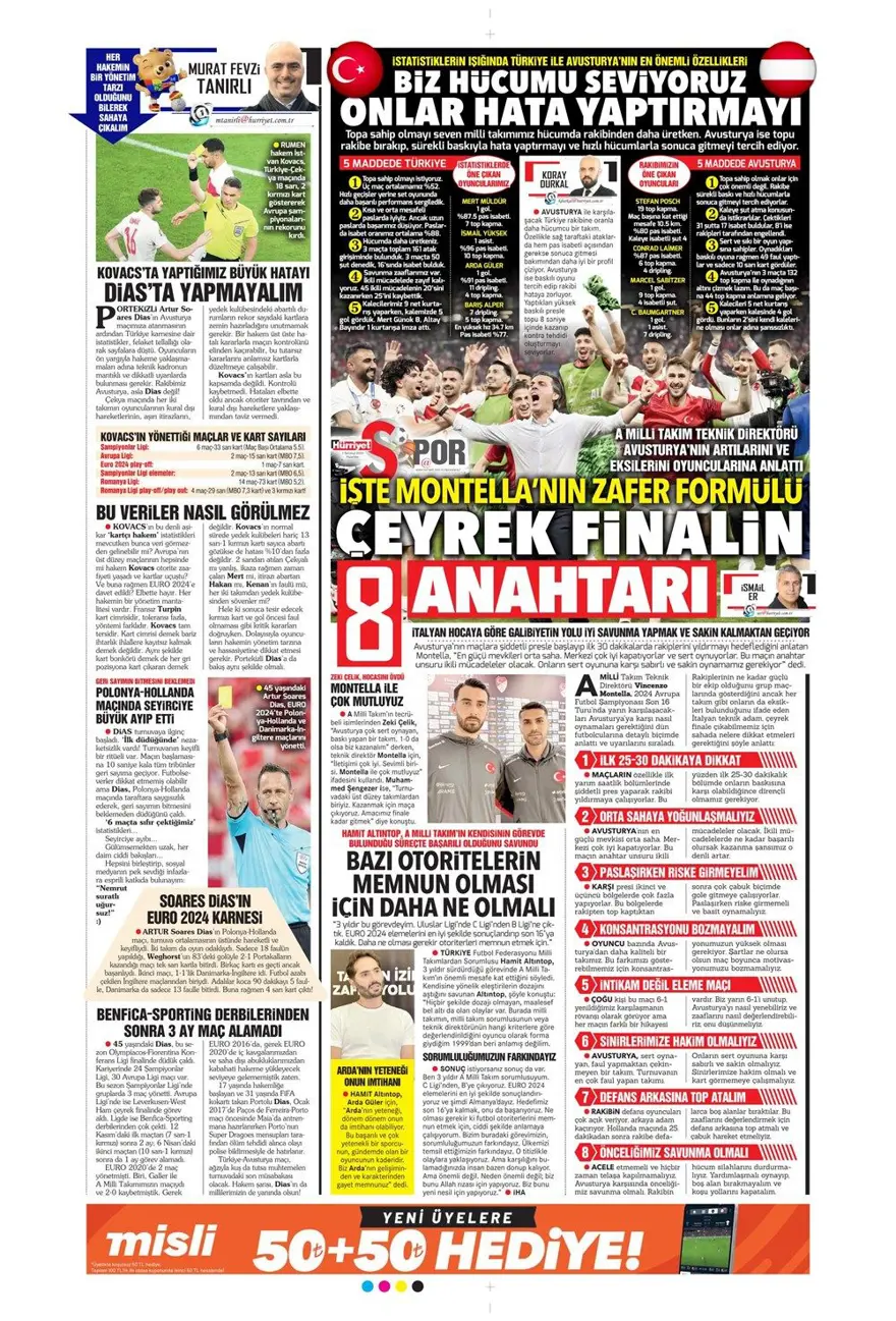 "Türkiye intikam için hevesli" (1 Temmuz 2024 spor manşetleri) 18
