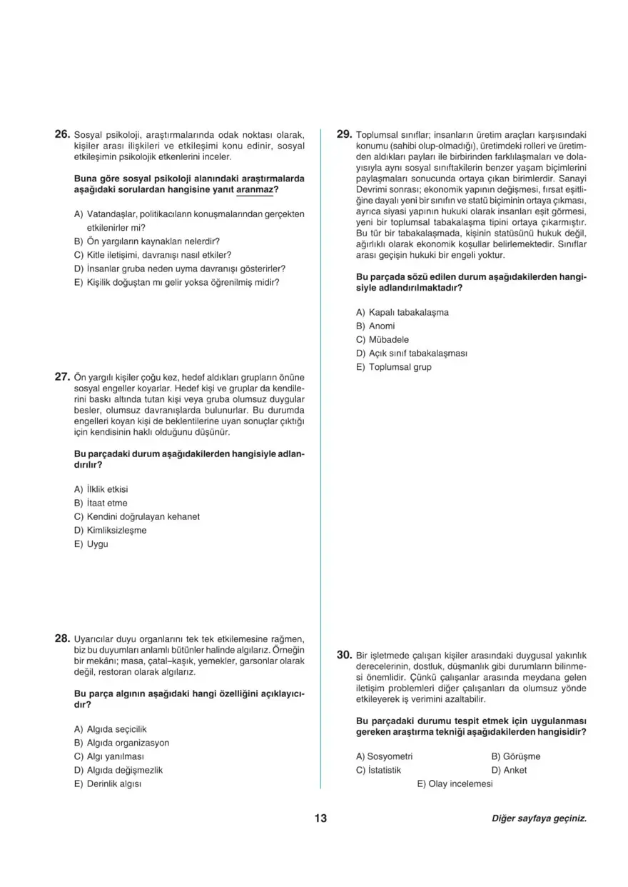 Uğur Okulları AYT -2 deneme sınavı 12