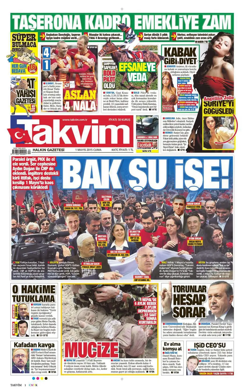 1 Mayıs 2015 gazete manşetleri 13