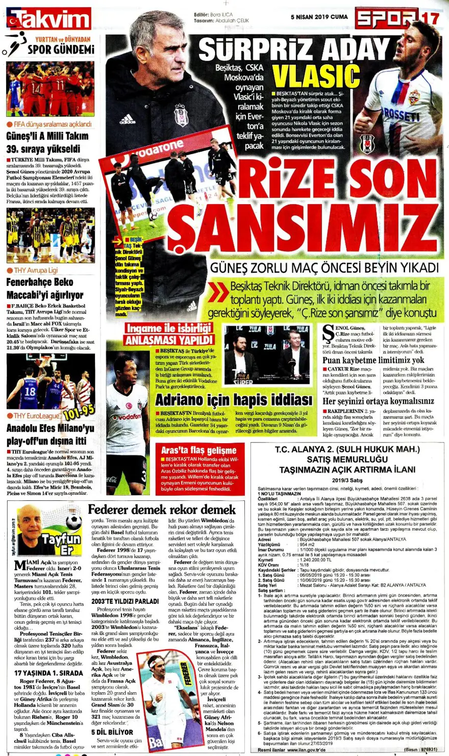 Günün spor manşetleri (5 Nisan 2019) 13