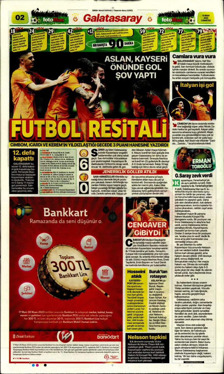 Günün spor manşetleri (15 Nisan 2023) 1