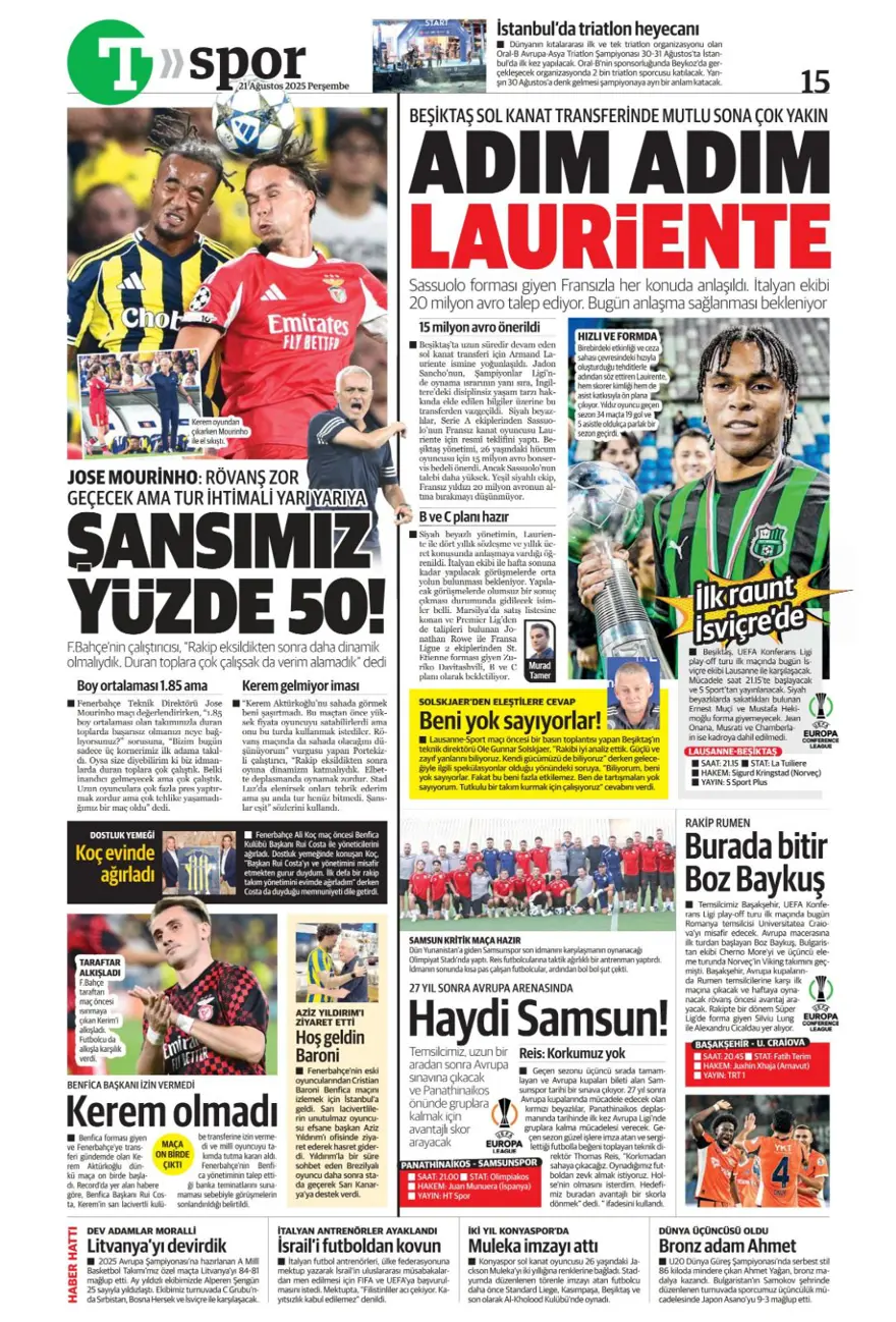 "Akanji müjdesi" (21 Ağustos spor manşetleri) 35
