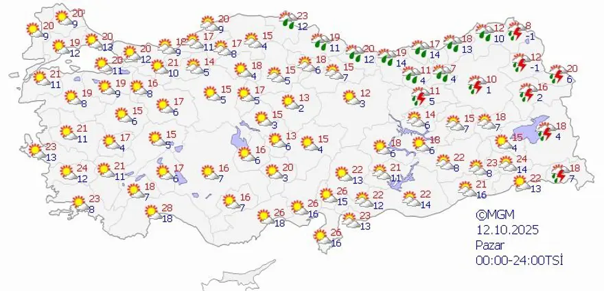 12 EKİM PAZAR HAVA DURUMU 3 12 EKİM PAZAR HAVA DURUMU 3