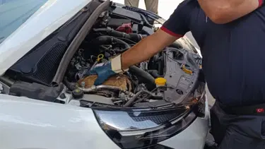 Aracın motoruna sıkışan yavru kedi kurtarıldı