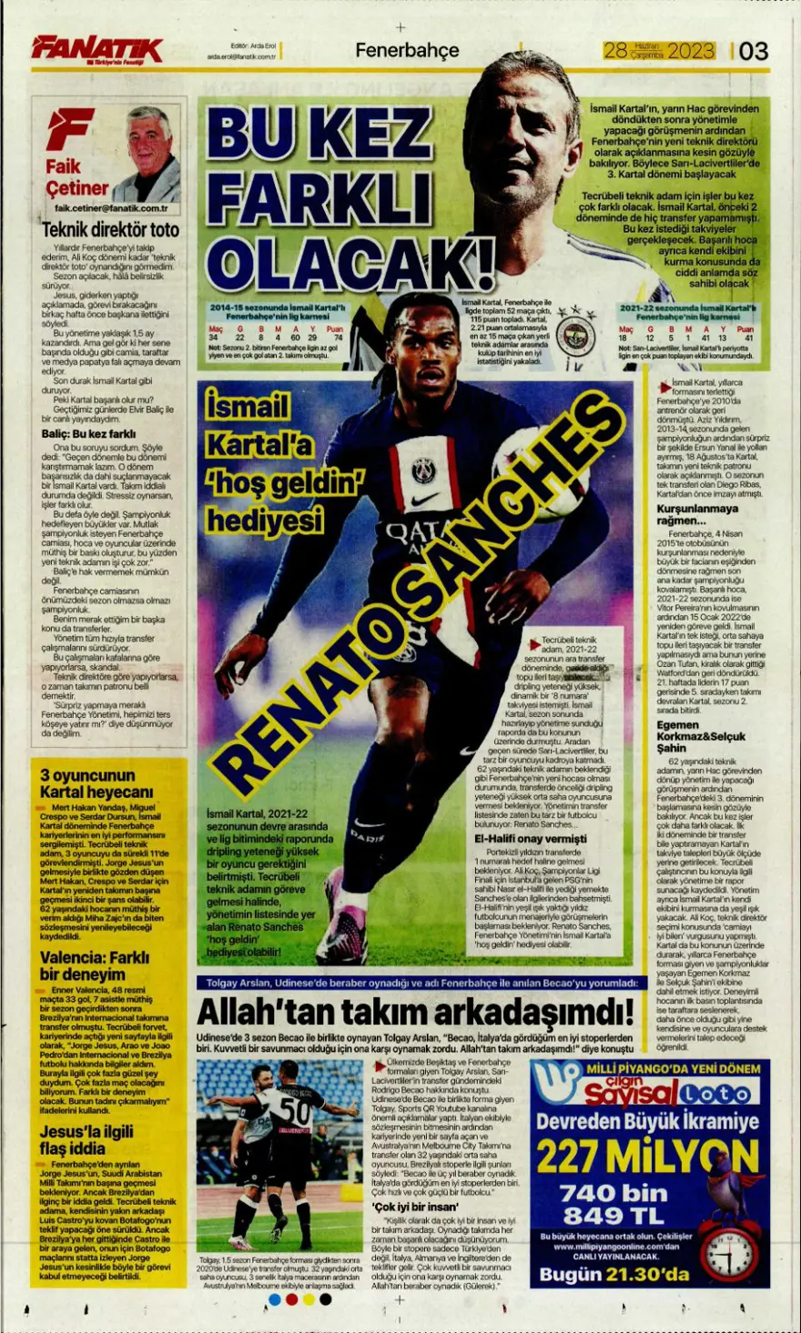 Günün spor manşetleri (28 Haziran 2023) 4