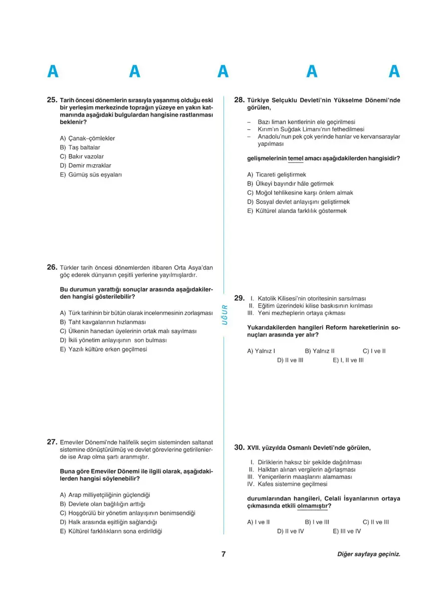 Uğur Okulları YKS - AYT deneme sınavı 6 Uğur Okulları YKS - AYT deneme sınavı 6