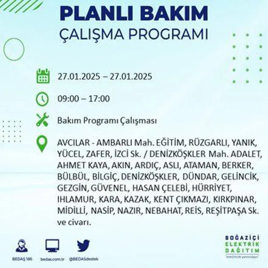 İstanbul'un birçok ilçesinde elektrik kesintisi: Avcılar'da elektrikler ne zaman gelecek? BEDAŞ kesinti programı 2