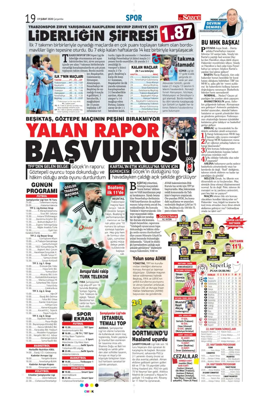 Günün spor gazeteleri (19 Şubat 2020) 10