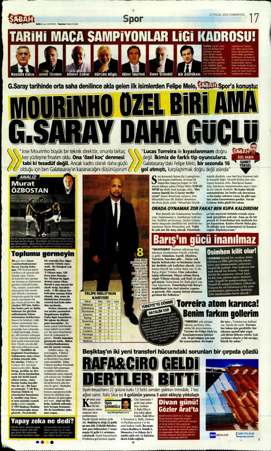 "Savunmada Fener, hücumda Aslan" (21 Eylül 2024 spor manşetleri) 7 "Savunmada Fener, hücumda Aslan" (21 Eylül 2024 spor manşetleri) 7