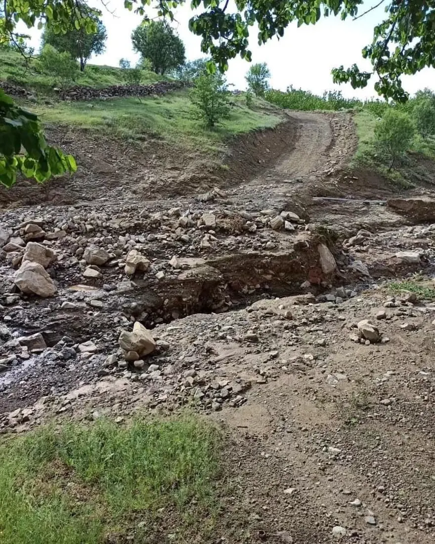 Elazığ'da sağanak sonrası köy yolu çöktü 3