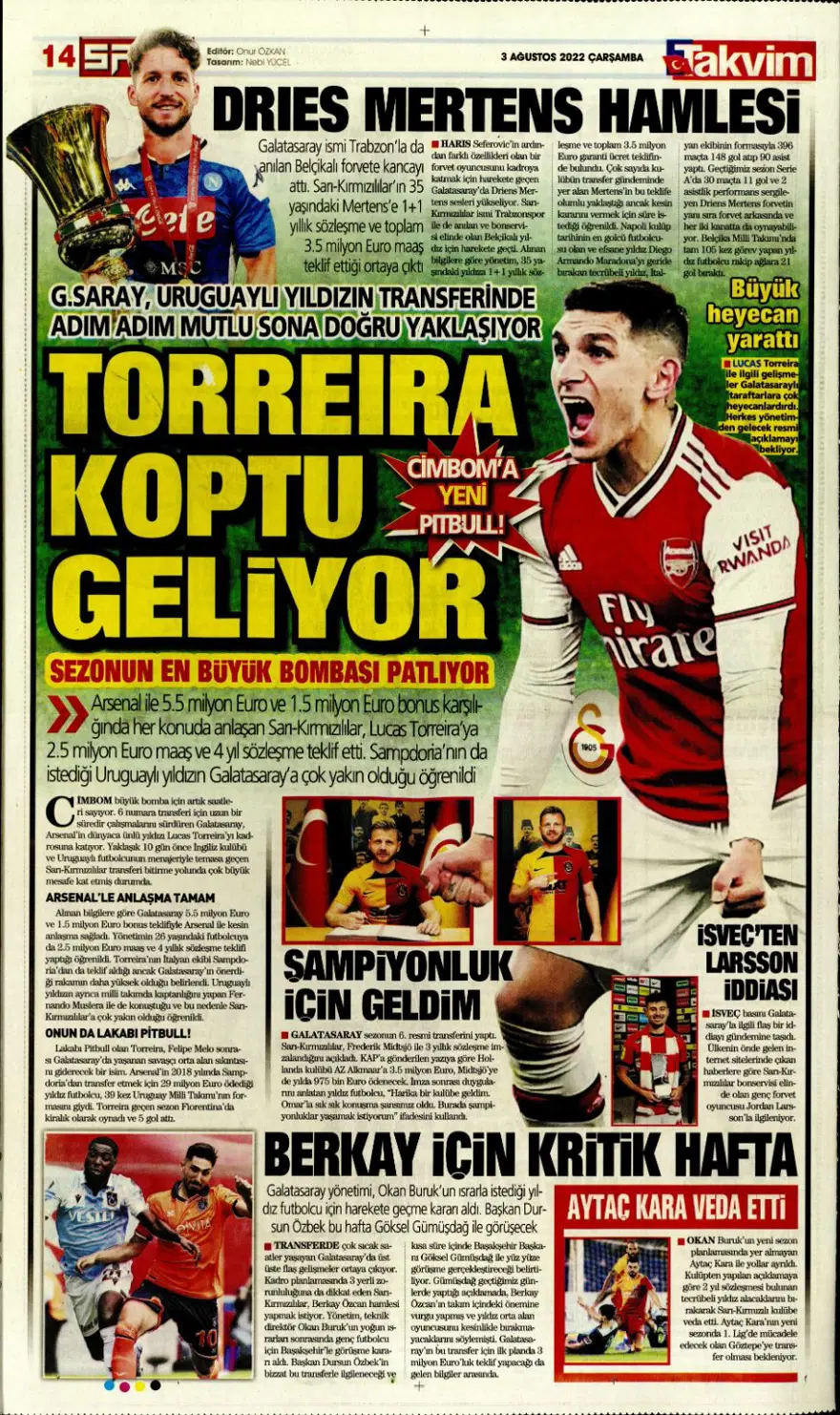 Günün spor manşetleri (3 Ağustos 2022) 14