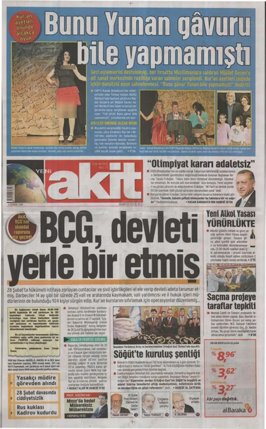 9 Eylül 2013 gazete manşetleri 19