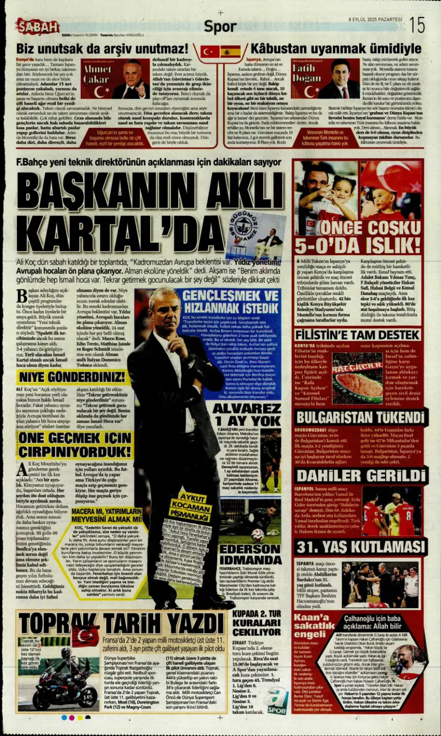 "Bozgun gecesi" (8 Eylül spor manşetleri) 16 "Bozgun gecesi" (8 Eylül spor manşetleri) 16