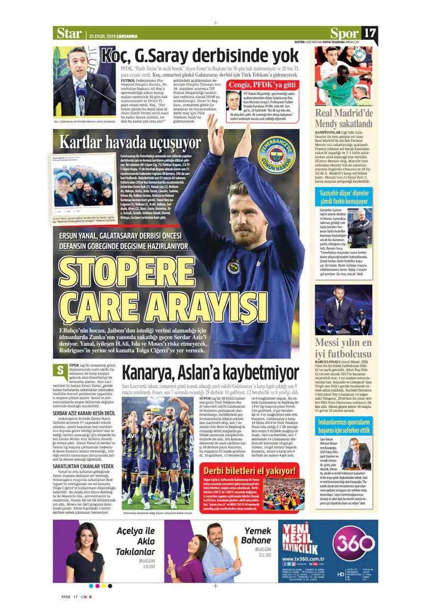 Günün spor manşetleri (25 Eylül 2019) 13