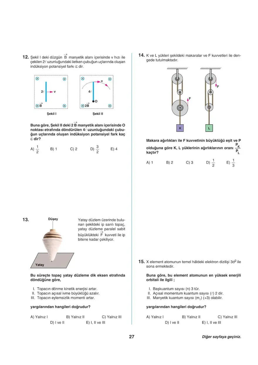 Uğur Okulları AYT -2 deneme sınavı 26