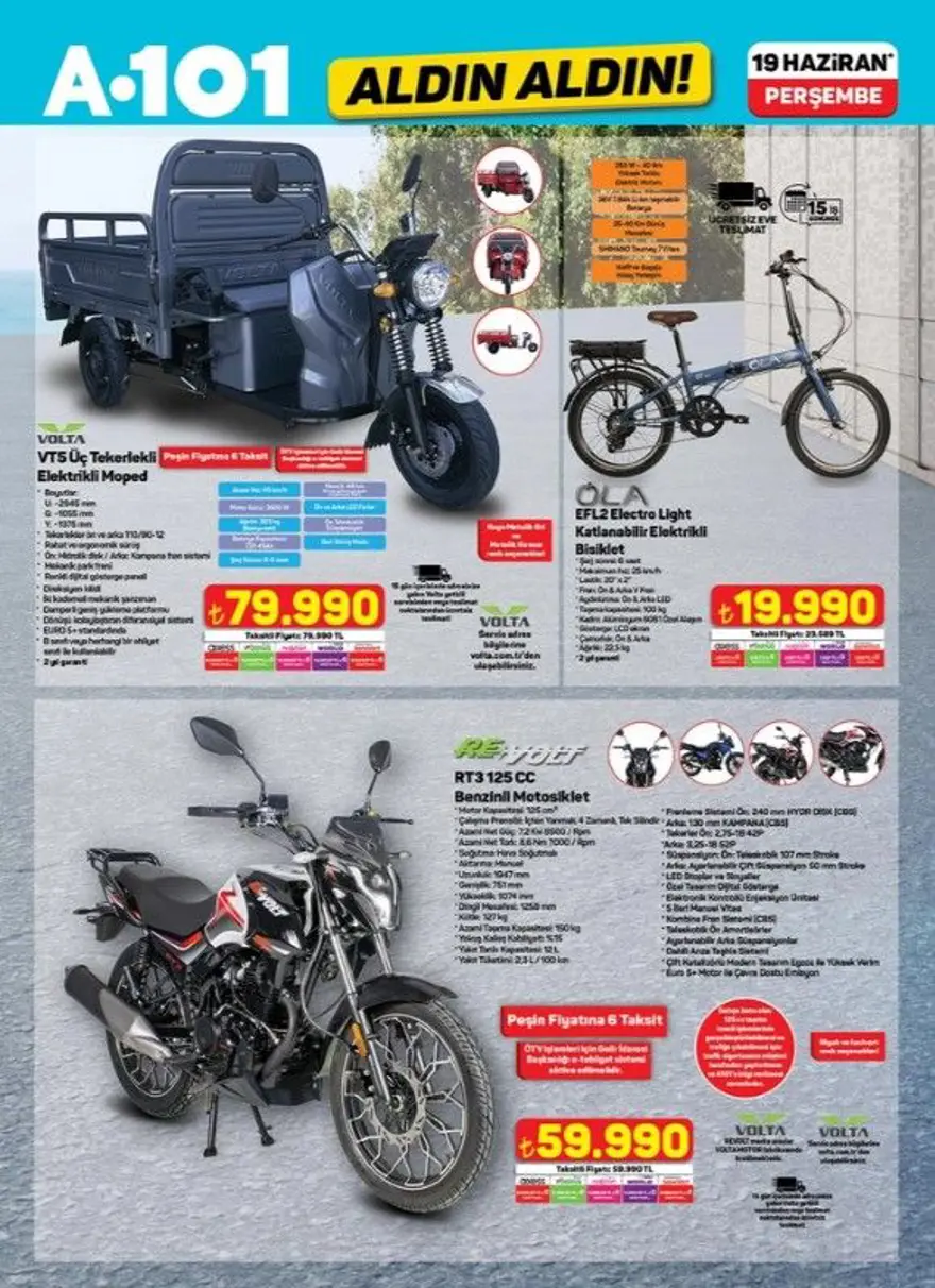 A101 aktüel katalog 19 Haziran 2025: Çamaşır makinesi, buzdolabı, halı yıkama makinesi, katlanabilir elektrikli bisiklet satışa çıkıyor 7